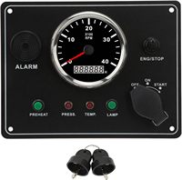Panel de Instrumentos Marino para RV/Barco de 12V/24V, Nuevo, con Indicador de Motor, Capacidad de Motor de 1-2L, 4000 RPM, Panel de Interruptores con Retroiluminación Roja