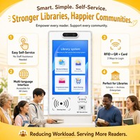 Kiosco de Biblioteca de Autoservicio con RFID de 21.5 Pulgadas para Peticionar, Devolver y Renovar Libros