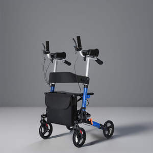 Foldable elderly <b>walker</b> with shopping basket manual push <b>walker</b> lightweight mobility aid with <b>seat</b> - Product Image 2