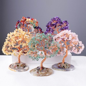 Arbre de cristal de pierres de guérison naturelles de luxe 7 Chakra aigue-marine sur la Base d'agate bonsaï Rose Quartz arbre de vie Feng Shui pour la chance - Product Image 3