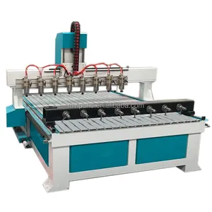 Máquina grabadora de enrutador CNC para carpintería de cabezales múltiples 1325 madera MDF 3D máquina de grabado de perforación de corte en relieve de madera