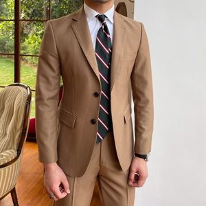Traje de Negocios de Lana de 3 Piezas <span class=keywords><strong>para</strong></span> Hombre, Chaqueta, Chaleco y Pantalones, Antiarrugas, con un Botón, Solapa, Corte Ajustado, Trajes de Boda <span class=keywords><strong>para</strong></span> <span class=keywords><strong>Caballero</strong></span> - Product Image 1
