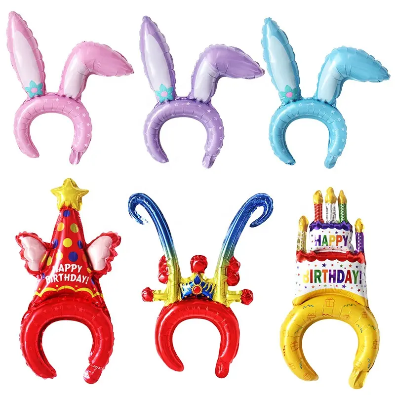 Tavşan bunny saç hoop kafa bandı folyo balonlar için çocuk erkek kız doğum günü yeni yıl mutlu paskalya parti yıldönümü dekorasyon