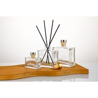 Diffuseur de parfum en verre carré Flint de 50 ml, 100 ml, 150 ml, 200 ml avec bouchon à vis pour aromathérapie
