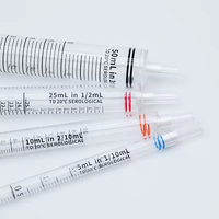 Pipettes sérologiques graduées stérilisées jetables de laboratoire 1/2/5/10/25/50 mL avec emballage individuel
