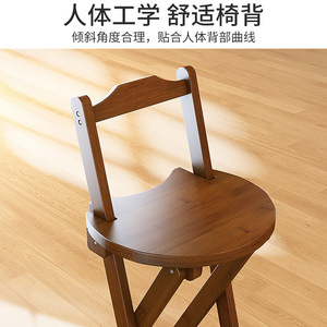 Japanese-Style Modern Leisure Bamboo-<b>Backed</b> Foldable Wooden Dining <b>Chair</b> with Removable Cover for Home Office & Living Room - Product Image 6