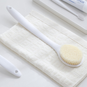Bath Brush Long Handle Soft Bristle Shower Brush White 36*7 Nylon PP Material For <b>Back</b> <b>Scrubbing</b> Massage - Product Image 1