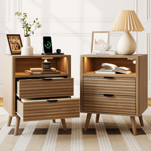 Modern Durable Vietnam OEM Manufactured Wood Nightstand with 2 <b>Drawers</b> for Bedroom and Living Room Furniture BEDSIDE TAB MD03 - Product Image 2