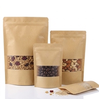 Sachet Doypack en Papier Kraft Brun Mat avec Fenêtre et Fermeture Zip, Personnalisable, Épaissi, Anti-humidité, Résistant à l'huile, Qualité Alimentaire, pour Sucre et Thé