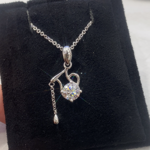 Horóscopo - Collar con Colgante de Diamante Cultivado en Laboratorio de 1 Quilate, Corte Redondo, VVS, Plata de Ley 925, Signo Acuario - Product Image 5