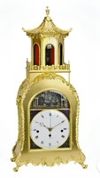 Jam Otomatis Berbahan Perunggu Emas dengan Figur Biksu Berbunyi Lonceng, Terinspirasi dari Figur George III Inggris, Dilengkapi Braket