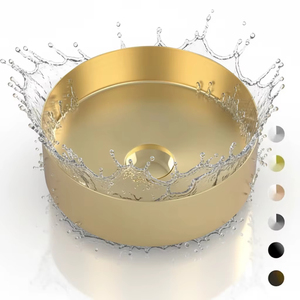 <span class=keywords><strong>Lavabo</strong></span> in oro spazzolato per bagno Hotel <span class=keywords><strong>lavabo</strong></span> 304 in acciaio inox <span class=keywords><strong>lavabo</strong></span> a mano moderno lusso <span class=keywords><strong>rotondo</strong></span> lavandini - Product Image 2
