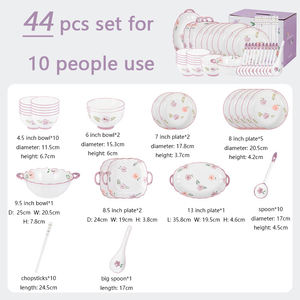 Set di stoviglie in ceramica viola fiore elegante retrò cucina in porcellana cucina cucina ristorante Hotel piatti ciotole e cucchiai - Product Image 2