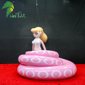 OC พีวีซีเป่าลมรูปงูสีชมพูแบบเป่าลมรูปสัตว์การ์ตูนหางเป็นลอนของงู - Product Image 1