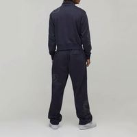Ensemble de survêtement deux pièces pour homme, gris foncé imprimé, coupe-vent à capuche et pantalon à revers, doublure polaire 100% coton