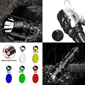 Linterna Táctica de Aluminio Niaconn Recargable por USB, Ni-MH, 10W LED, Resistente al Agua, con Zoom, Regulable, de Largo Alcance, 30000 - Product Image 4