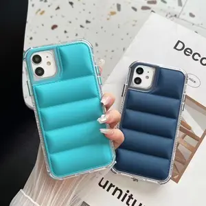 Down Jacket Three-In-One Leather Feel Paint Cell Phone Case for iPhone Samsung Xiaomi