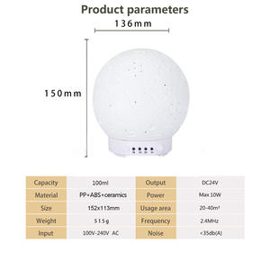 Umidificatore Ultrasonico da Tavolo in Ceramica a Forma di Luna, <span class=keywords><strong>Diffusore</strong></span> di Aromi Colorato per <span class=keywords><strong>Oli</strong></span> <span class=keywords><strong>Essenziali</strong></span>, <span class=keywords><strong>Design</strong></span> Silenzioso con Funzione Timer - Product Image 5