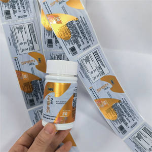 Autocollants adhésifs de bouteille pour complément <span class=keywords><strong>alimentaire</strong></span> sain <span class=keywords><strong>chrome</strong></span> brillant argent étanche rouleau emballage étiquettes étiquette de médecine personnalisée - Product Image 5