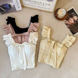 Moda de Verano, Año Nuevo 2024, Diseño Dulce, Chaleco de Color Sólido para Mujer, Camisola <span class=keywords><strong>con</strong></span> <span class=keywords><strong>Volantes</strong></span>, Tops sin Mangas - Product Image 1