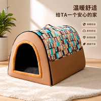 Nichoir pour chien fermé, nid pour animaux de compagnie, lit pour chat semi-circulaire amovible et lavable pour usage intérieur