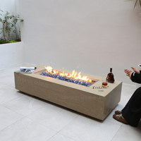 La nouvelle liste Cheminée extérieure Chauffe-terrasse Propane Travertin Rectangulaire Foyer à gaz Table