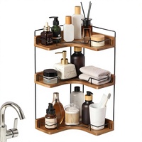 Moderner 3-stufiger wasserdichter Holz-Badezimmer-Organizer, Eckregal für Kosmetik und Make-up