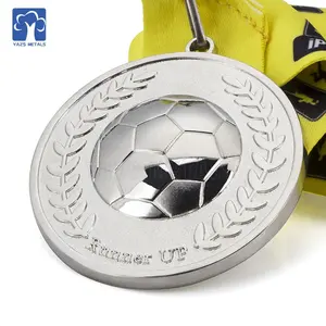 Médaille de football 3D en argent, vente en gros, réglable, personnalisé, collection 2020