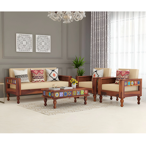 Elegant Solid Sheesham <b>Wood</b> <b>Sofa</b> Set With Honey Finish Sturdy Durable <b>Frame</b> Comfortable Seating Stylish Design Perfect - Product Image 1