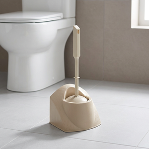 Afossa <b>Square</b> Plastic Toilet Brush <b>Set</b> Holder Eco-Friendly Durable Bristle Waterproof Compact Design Easy Storage Stylish Modern - Product Image 3