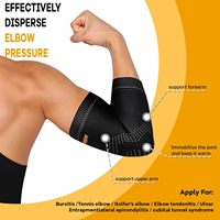 Manchon de compression pour coude infusé au cuivre avec tissu tricoté 3D dense et ajustement anatomique préformé pour un soutien du coude tout au long de la journée