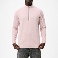 T-shirt de sport pour homme à col montant, à manches longues, à séchage rapide, respirant, extensible, avec demi-fermeture éclair, design OEM, pour la course et le fitness