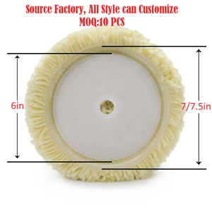7in OEM Sealing Edge 100% Lã Polimento <span class=keywords><strong>Pad</strong></span> Alta Qualidade Único Lado Lã Torção Disco De Corte com Borla para Corpo Do Carro Lustro - Product Image 2