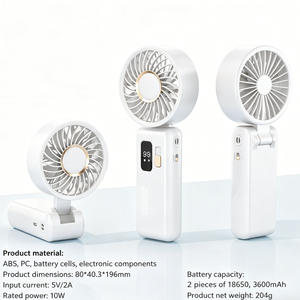 Ventilatore Portatile Ricaricabile da 3600mAh con Display LED Digitale, 10W, Pieghevole, Ventilatore da Tavolo ad Alta Velocità, Raffreddatore Personale - Product Image 5