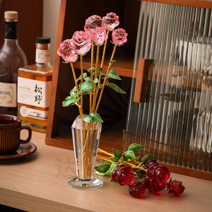 Adorno de Cristal con Forma de Rosa, 6 Piezas, Forma Octogonal, Decoración Floral para Escritorio, Regalo para el Día de San Valentín - Product Image 4