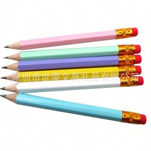 Crayons de golf bleus personnalisés avec logo, de bonne qualité, 10 cm, HB, promotionnels, écologiques, faciles à saisir, avec gomme noire ronde pour enfants - Product Image 3