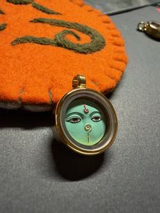 Thangka Tibetano 3D Dipinto a Mano con Occhio della Saggezza Verde, Mini Amuleto per Ricchezza e Abbondanza per Gioielli e Artigianato Fai-da-Te - Product Image 4