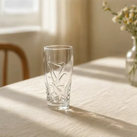 Verre à highball transparent à motif diamant gaufré, fond épais, idéal pour les jus et les boissons quotidiennes – Nouveauté très prisée
