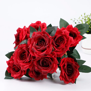 Flor Artificial LUYI en Oferta, Rosa de Terciopelo Rizada de 10 Cabezas para Decoración de Bodas, Hogar y Fiestas - Product Image 1