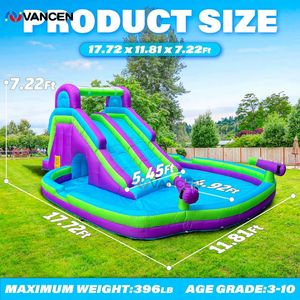 Toboggan aquatique gonflable double avec mur d'escalade et <span class=keywords><strong>piscine</strong></span> à jets, château gonflable aquatique extérieur <span class=keywords><strong>pour</strong></span> enfants avec souffleur inclus - Product Image 3