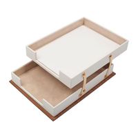 Juego de Escritorio de Lujo de 11 Piezas de Cuero y Madera con Bandeja Doble para Documentos, Accesorios de Escritorio, Organizador de Oficina, Alfombrilla de Escritorio