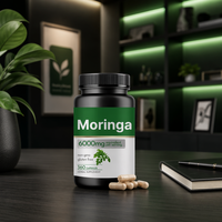 Prix de gros OEM Marque privée Complément alimentaire naturel 100% pur à base de plantes 300 gélules 6000mg Extrait de poudre de feuilles de Moringa en capsules pour adultes