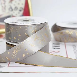<span class=keywords><strong>Cinta</strong></span> de satén <span class=keywords><strong>plateada</strong></span> con borde dorado de primera calidad, <span class=keywords><strong>cinta</strong></span> con logotipo personalizado impreso en lámina dorada de 25mm <span class=keywords><strong>para</strong></span> envolver regalos de cumpleaños/aniversario - Product Image 5