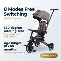 BEBELUX T8 OEM Tricycle évolutif multi-étapes pour enfants, vélo d'équilibre 8-en-1 convertible avec roues en PU