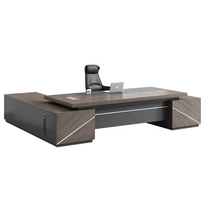 Modern L Shape Ergonomic Office Desk Luxury High End Executive Office