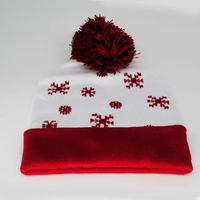 Gorro de Invierno con Pompones Temáticos Navideños, Gorro Festivo de Punto Jacquard para Regalos Navideños y Fiestas