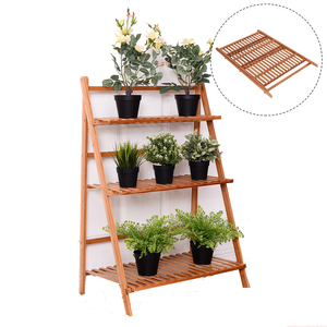 Espositore pieghevole per piante da giardino un 3 livelli da esterno in <span class=keywords><strong>bambu</strong></span> per vasi da fiori - Product Image 1