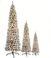 Sapin de Noël d'intérieur floqué en PVC de haute qualité HRFactory Direct, 6,5 pieds, 632 aiguilles, diamètre 28 pouces, 250 lumières LED blanc chaud, métal