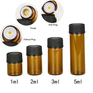 1ml 2ml 3ml 5ml Drams Amber Glasflasche mit Kunststoff deckel Einsatz ätherisches Öl Glas fläschchen Parfüm Probe Test flasche