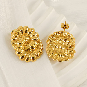 ZOGXIN Gold Geometric Stud Earrings For Women Party Fashion Jewelry Stainless Steel Earrings ZG1513 - Product Image 3